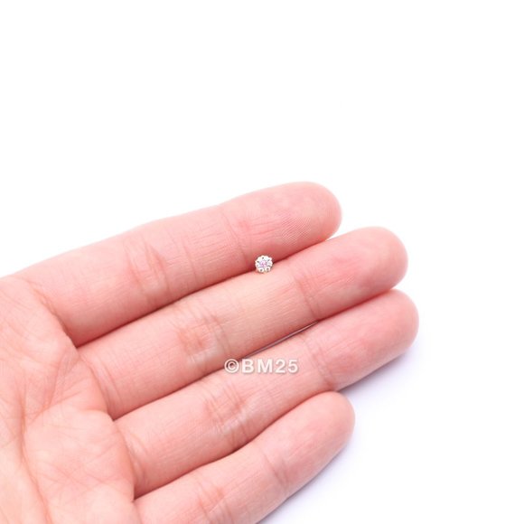 14 Karat Gold Glistening Multi-Gem Flower Sparkle L-Shaped Nose Ring - Picture 2 of 5